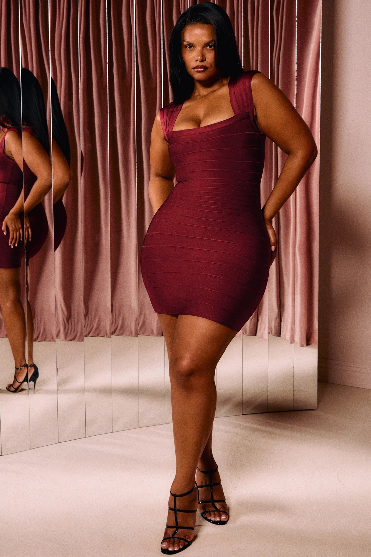 The 90’s Ruby Cap Sleeve Bandage Mini Dress