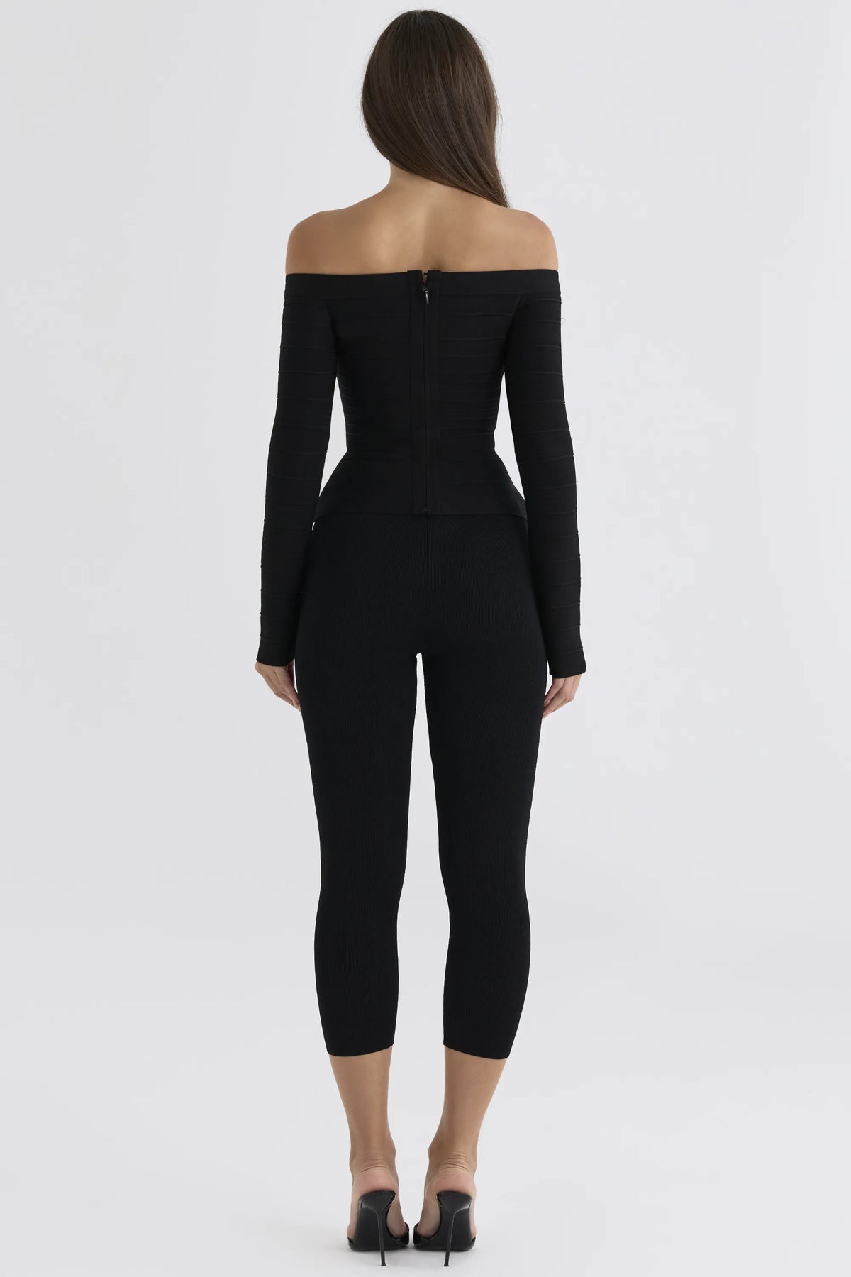 The Bardot Black Off-Shoulder Long Sleeve Bandage Top