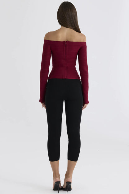 The Bardot Ruby Off-Shoulder Long Sleeve Bandage Top