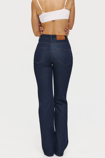 The Classic Dark Wash Mid-Rise Slim Bootcut Jeans