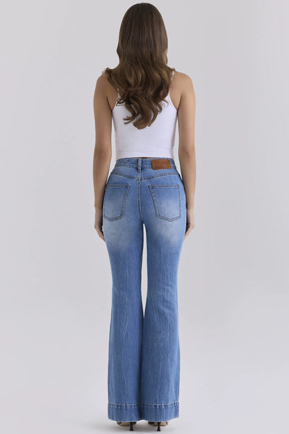 The Flare Light Wash High-Rise Jeans