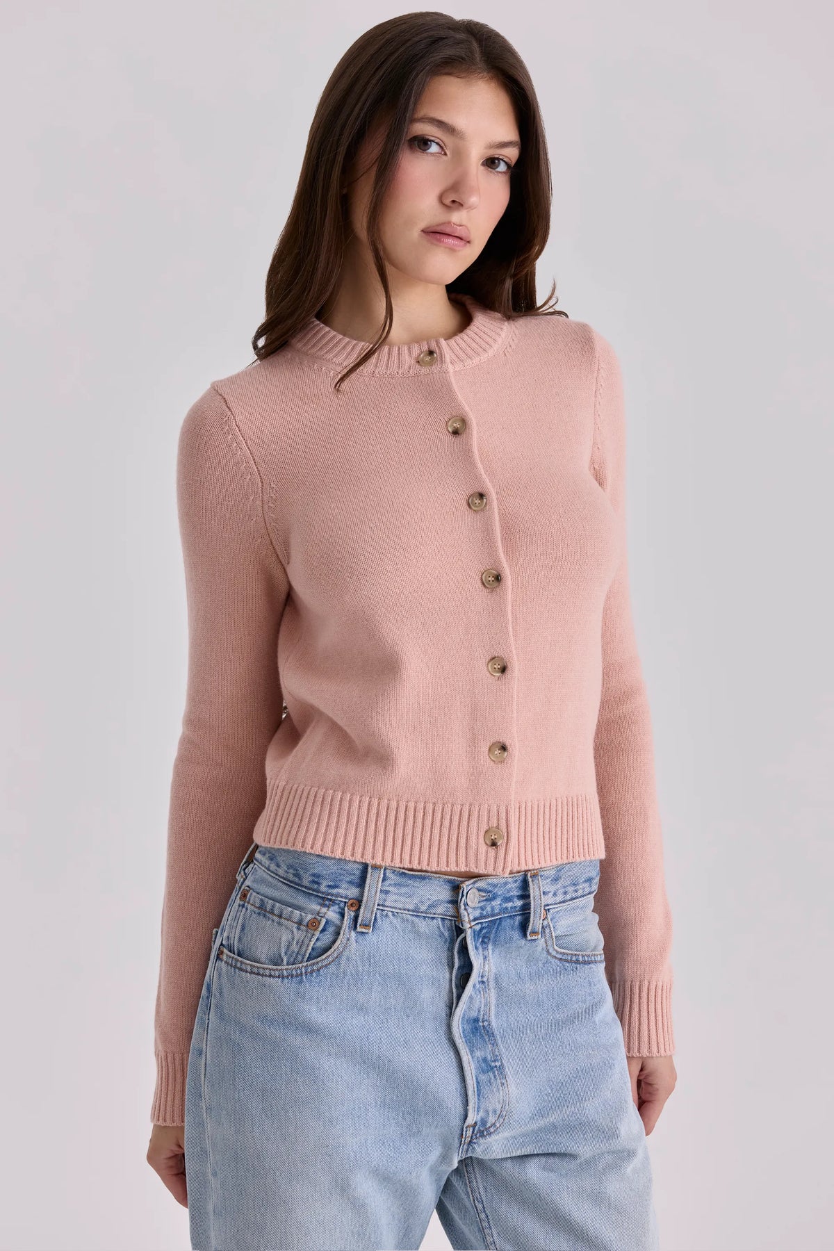 Signature Peach Cashmere + Merino Wool Cardigan
