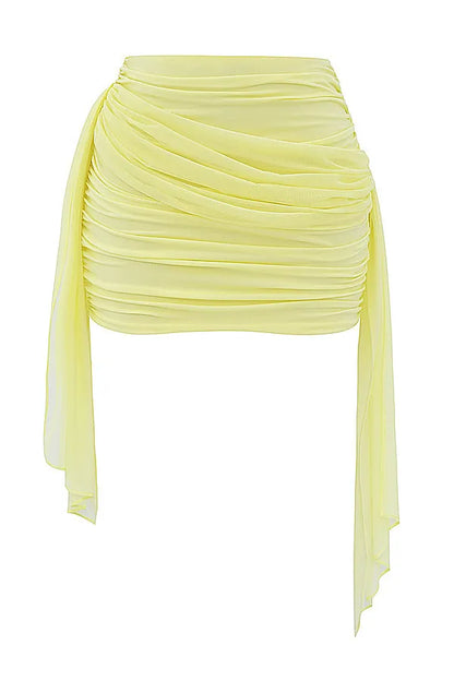 Mistress Rocks Lemon Gathered Draped Mini Skirt - SALE