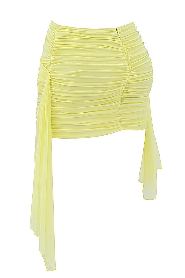 Mistress Rocks Lemon Gathered Draped Mini Skirt - SALE