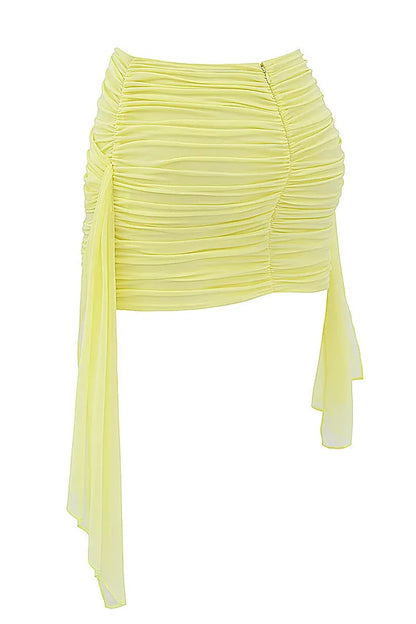 Mistress Rocks Lemon Gathered Draped Mini Skirt - SALE