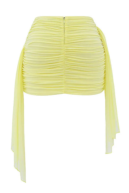 Mistress Rocks Lemon Gathered Draped Mini Skirt - SALE