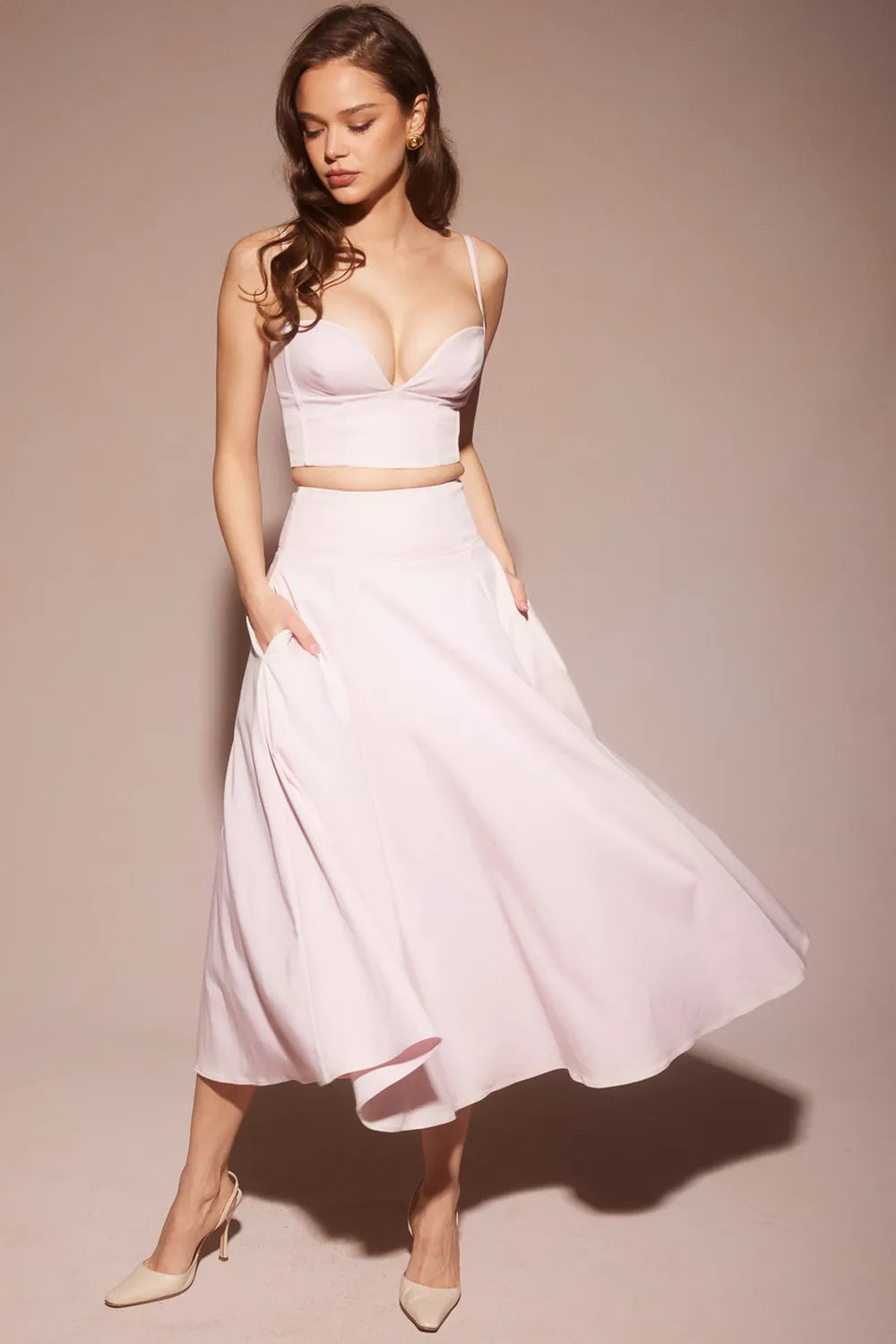 Rita Ballerina Pink A-Line Midi Skirt