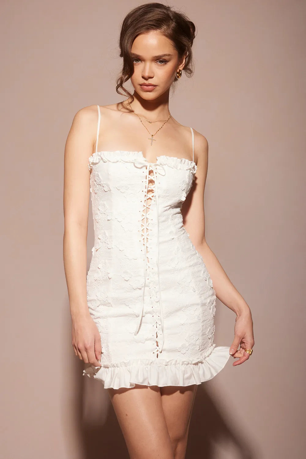 Marlene White Cotton Broderie Anglais Mini Dress