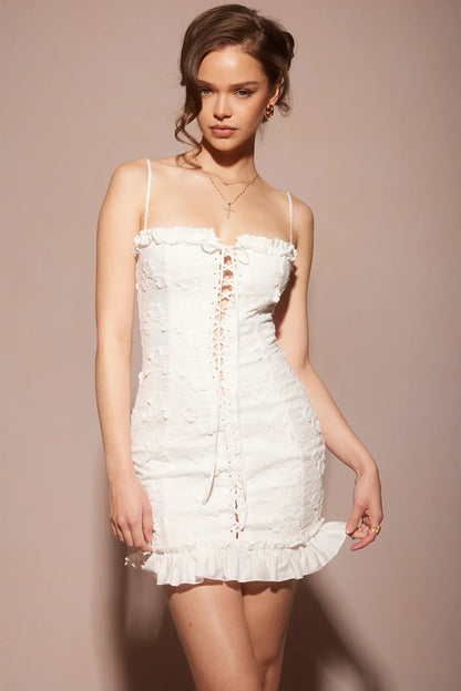 Marlene White Cotton Broderie Anglais Mini Dress