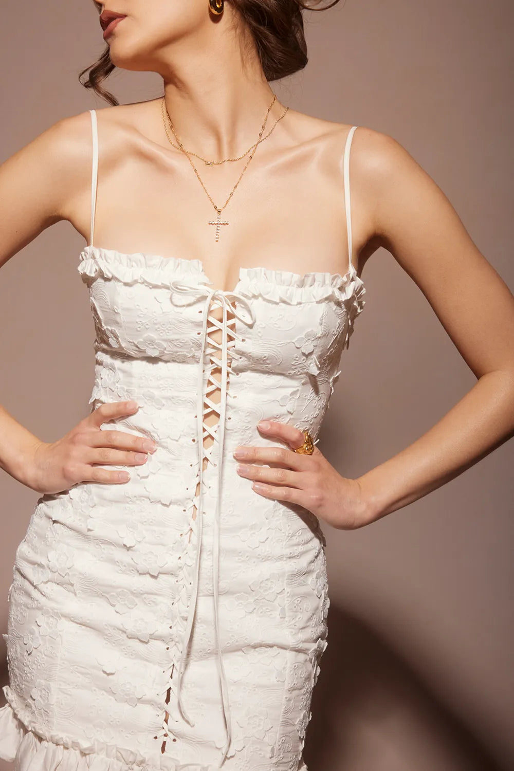 Marlene White Cotton Broderie Anglais Mini Dress