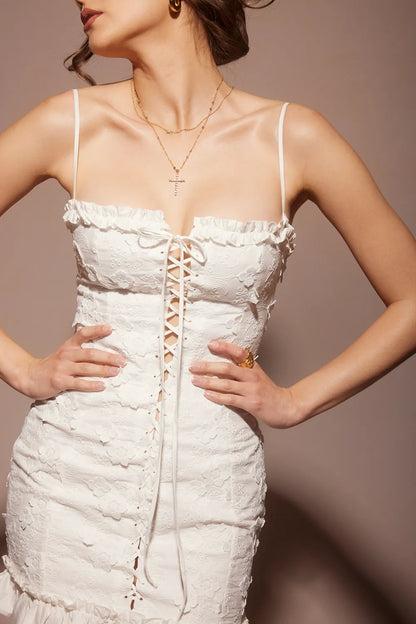 Marlene White Cotton Broderie Anglais Mini Dress