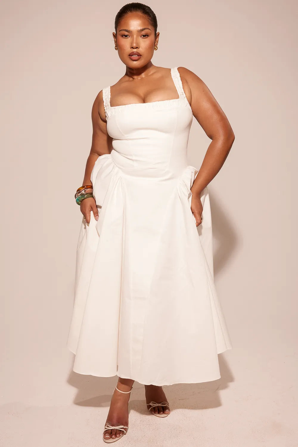 Dorothy White Cotton Midi Sundress