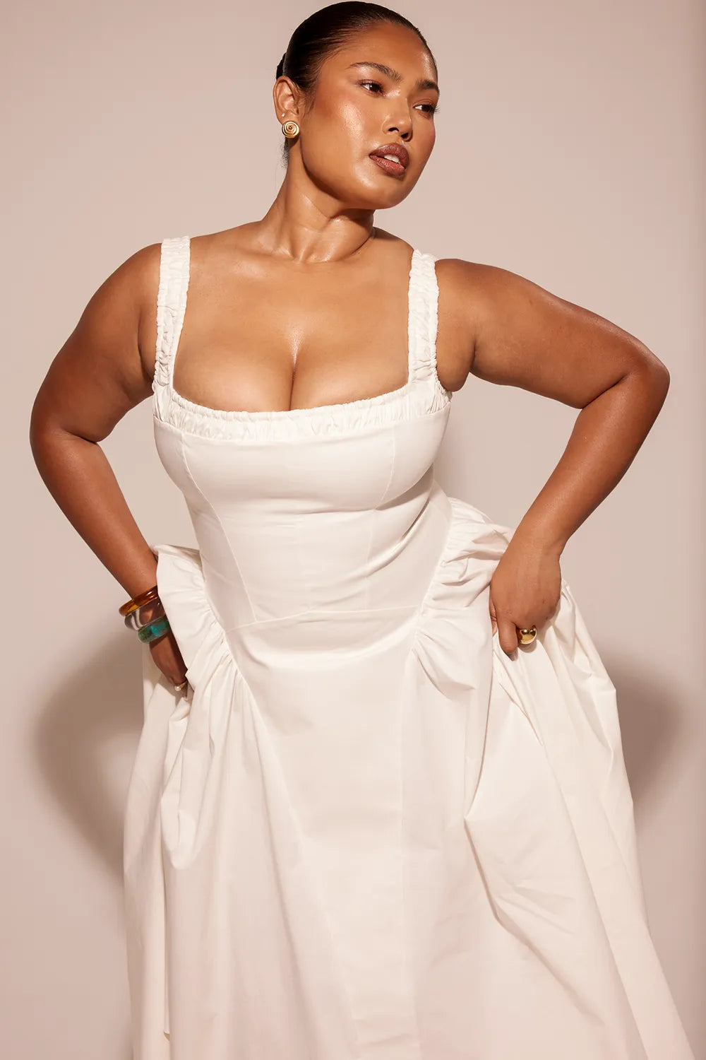 Dorothy White Cotton Midi Sundress
