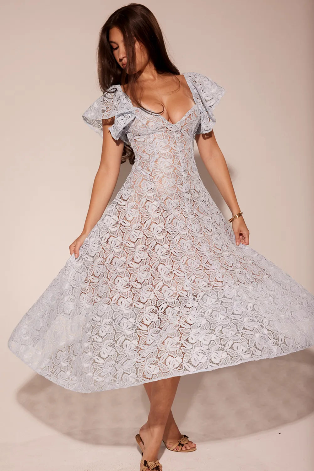 Austen Bluebell Floral Lace Midi Dress