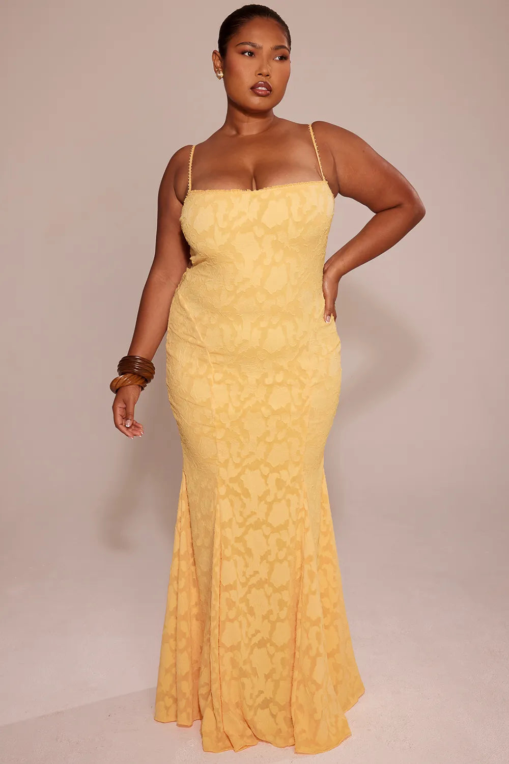 Joan Apricot Lace Up Back Maxi Dress