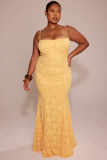 Joan Apricot Lace Up Back Maxi Dress