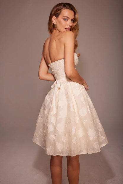 Saige Vintage Cream Floral Strapless Mini Dress