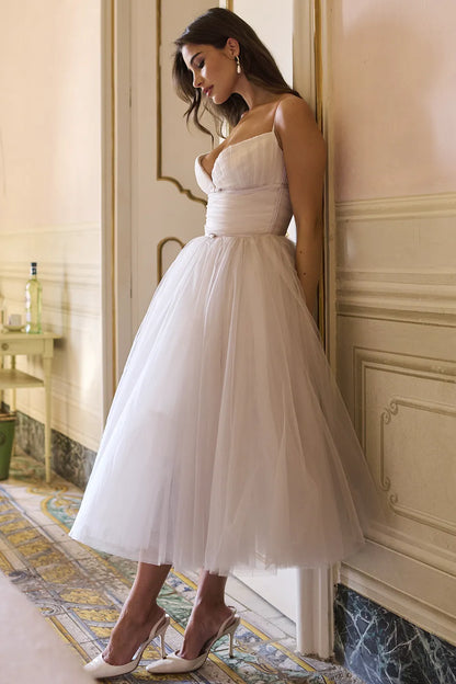 Countess French Dove Tulle Midi Dress