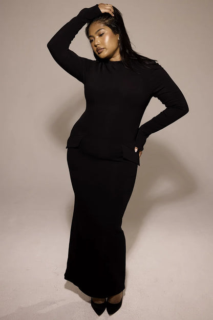 Marie-Louise Black Turtleneck Maxi Dress