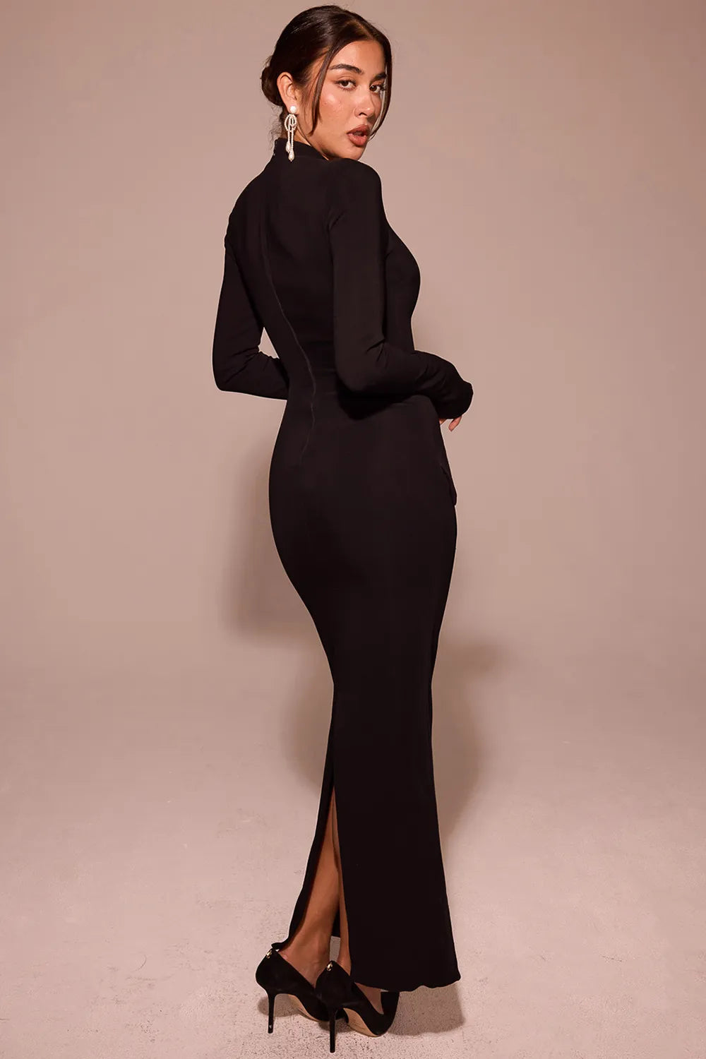 Marie-Louise Black Turtleneck Maxi Dress