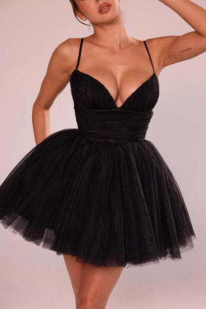 Princess Black Tulle Mini Dress