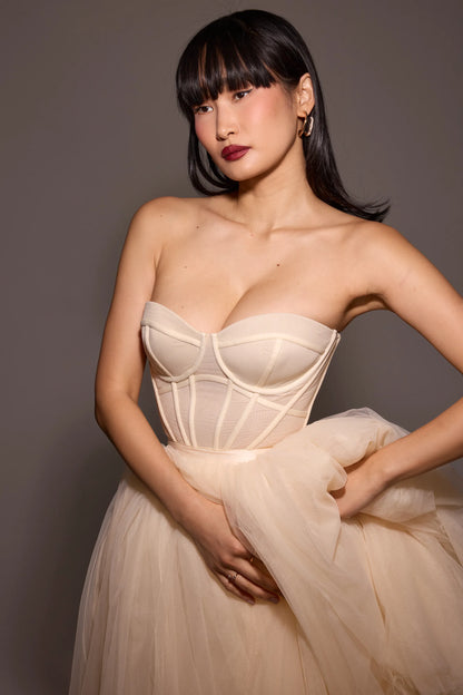 Darling Vintage Cream Tulle Midi Dress