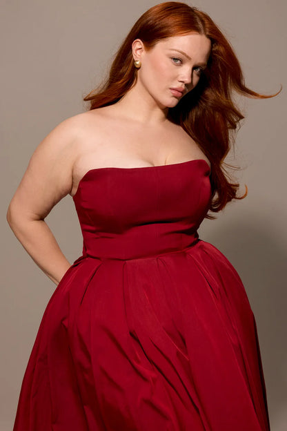 Pandora Berry Strapless Detachable Bow Midi Dress