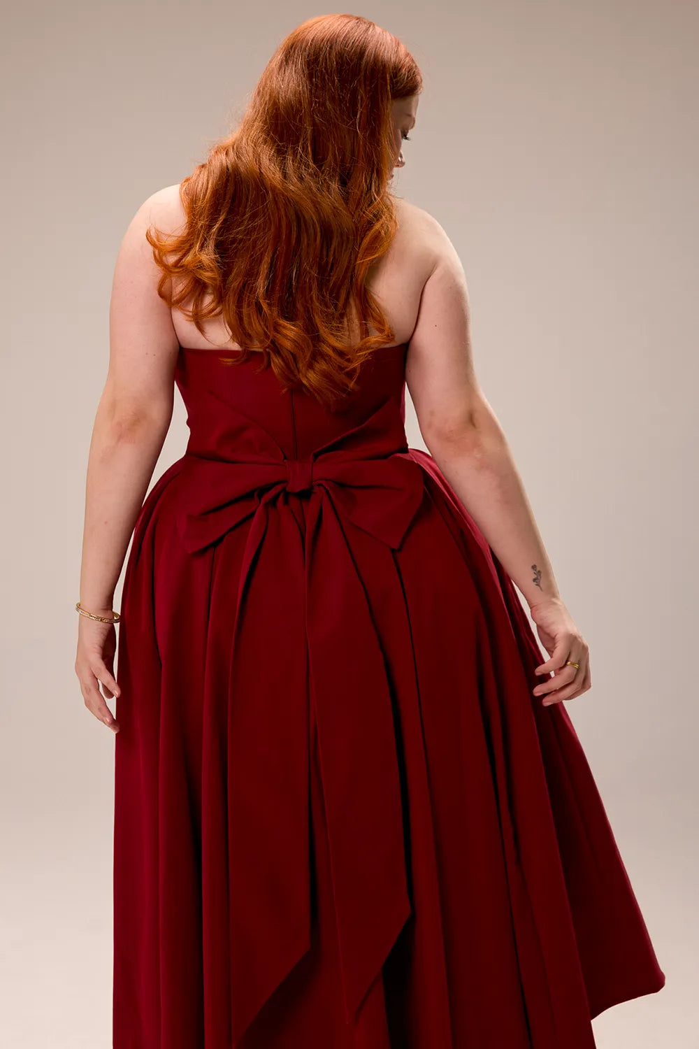 Pandora Berry Strapless Detachable Bow Midi Dress