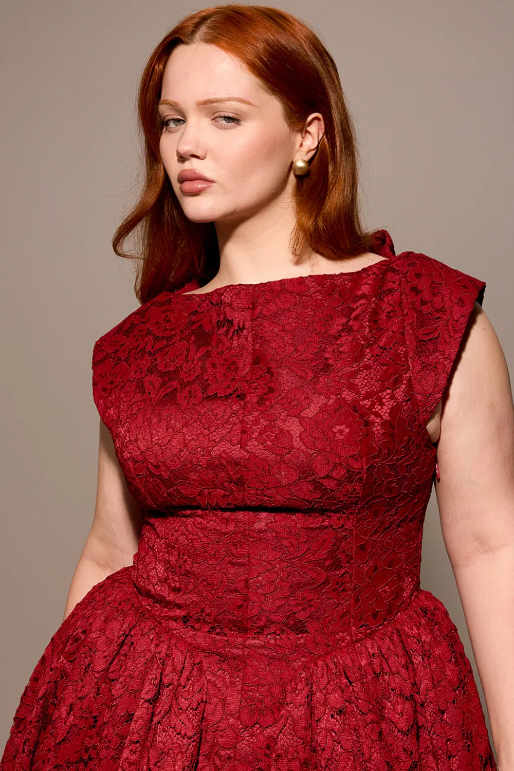 Debutante Berry Lace Backless Midi Dress