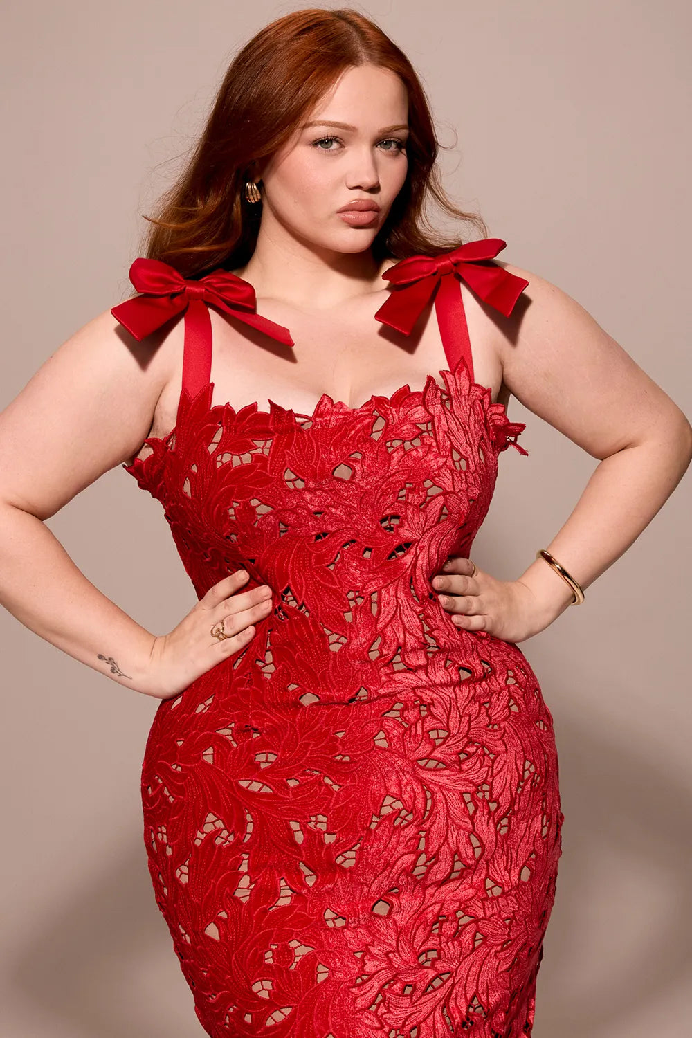 Tiff Holly Red Velvet Lace Maxi Dress