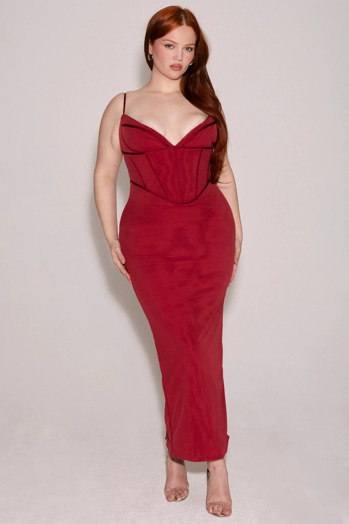 Romy Wine Mesh Bodycon Maxi Dress