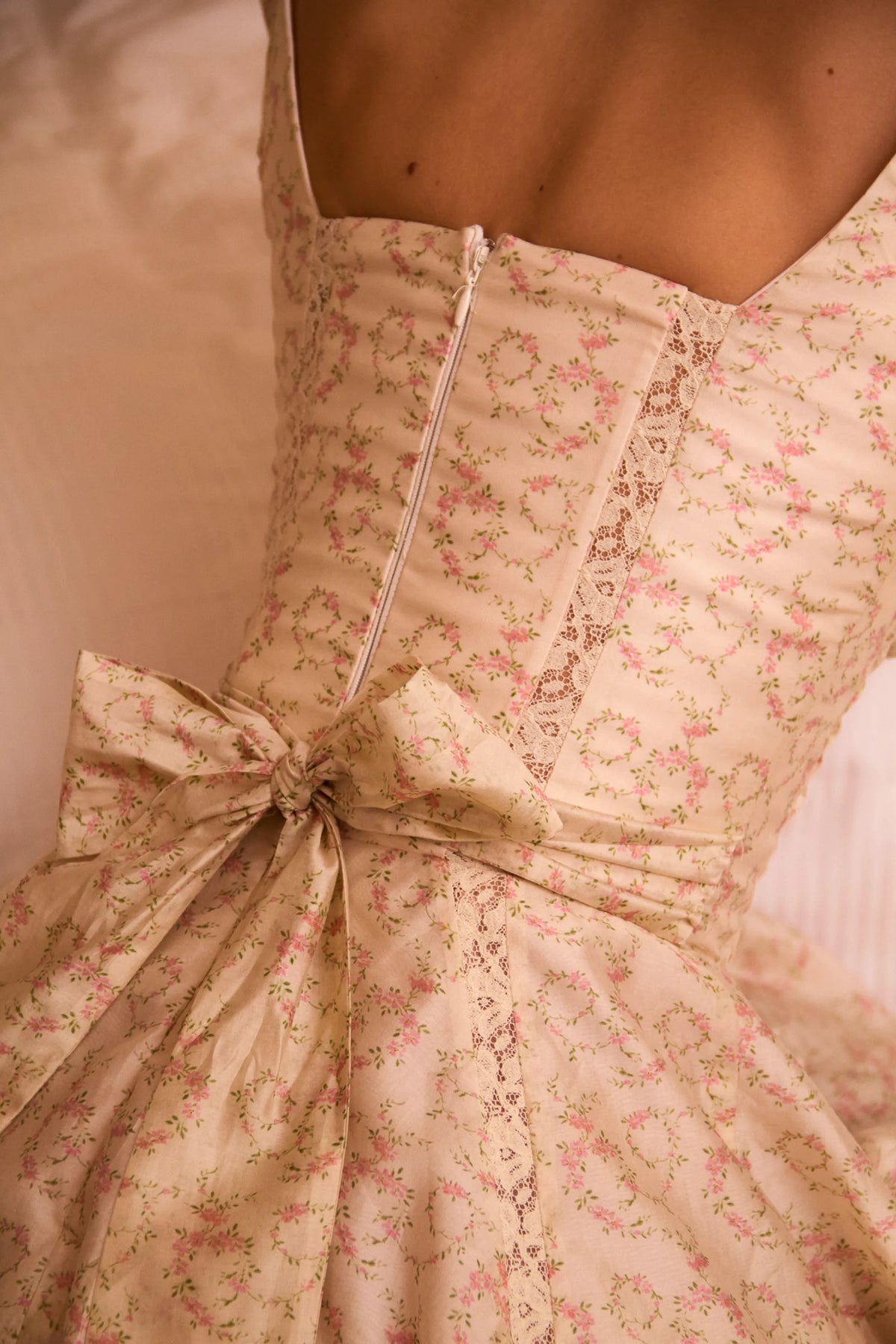 Melita Cream Floral Print Chiffon Puff Sleeve Mini Dress