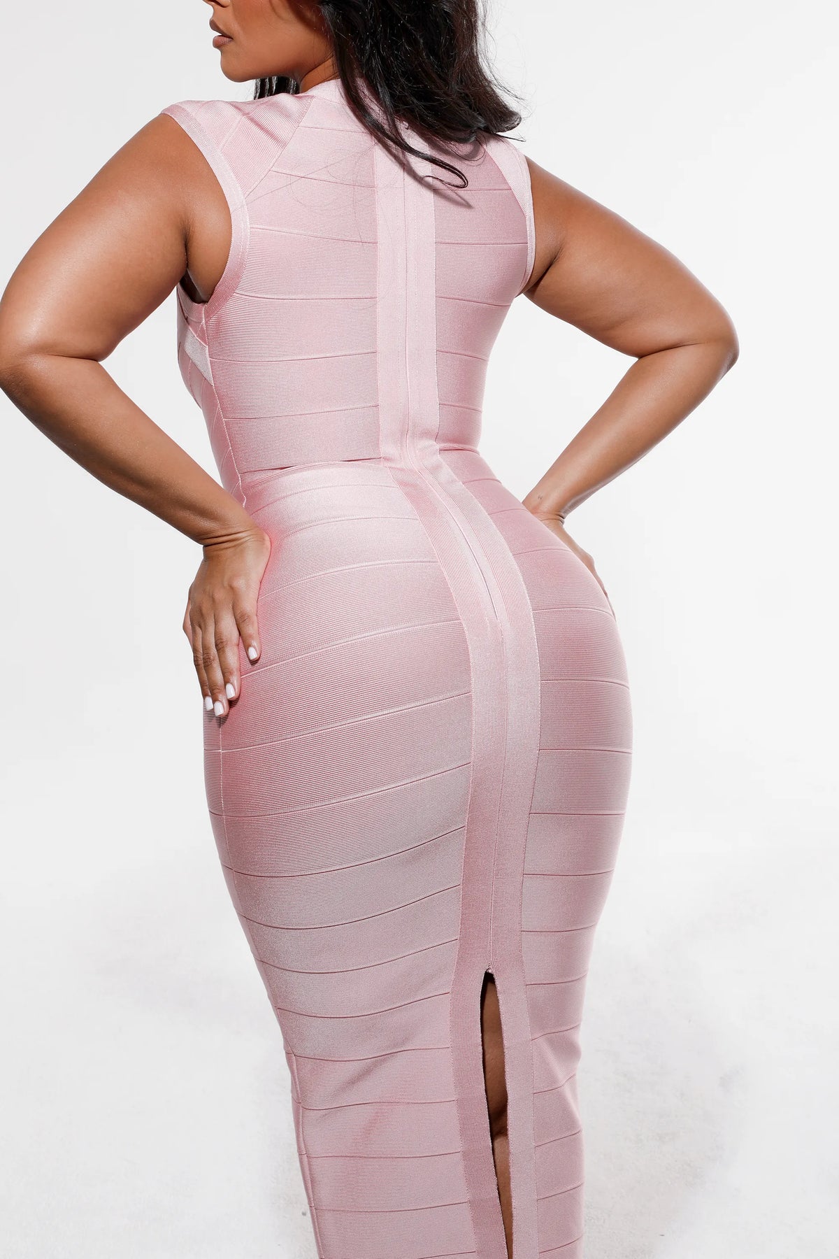 The Icon Baby Pink Bandage Midi Dress