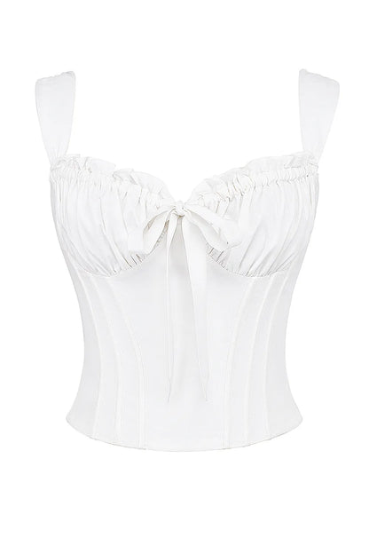 Mistress Rocks Cloud Cotton Tie Front Corset - SALE