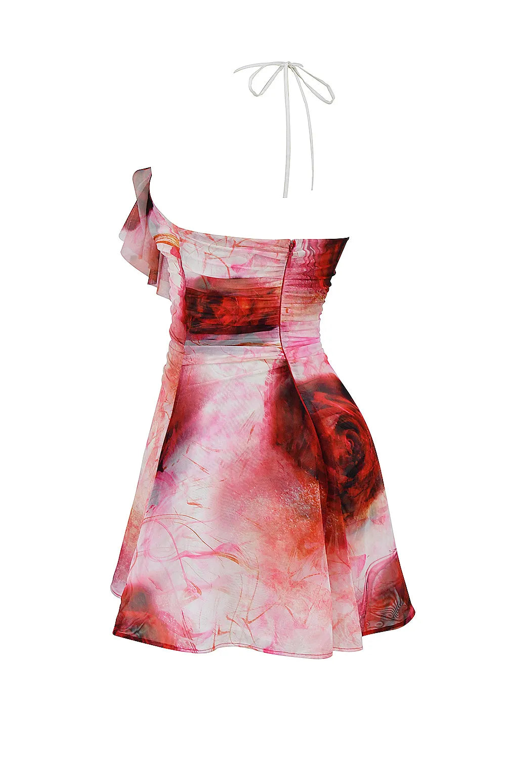 Mistress Rocks Rose Print Frill Halter Mini Dress - SALE