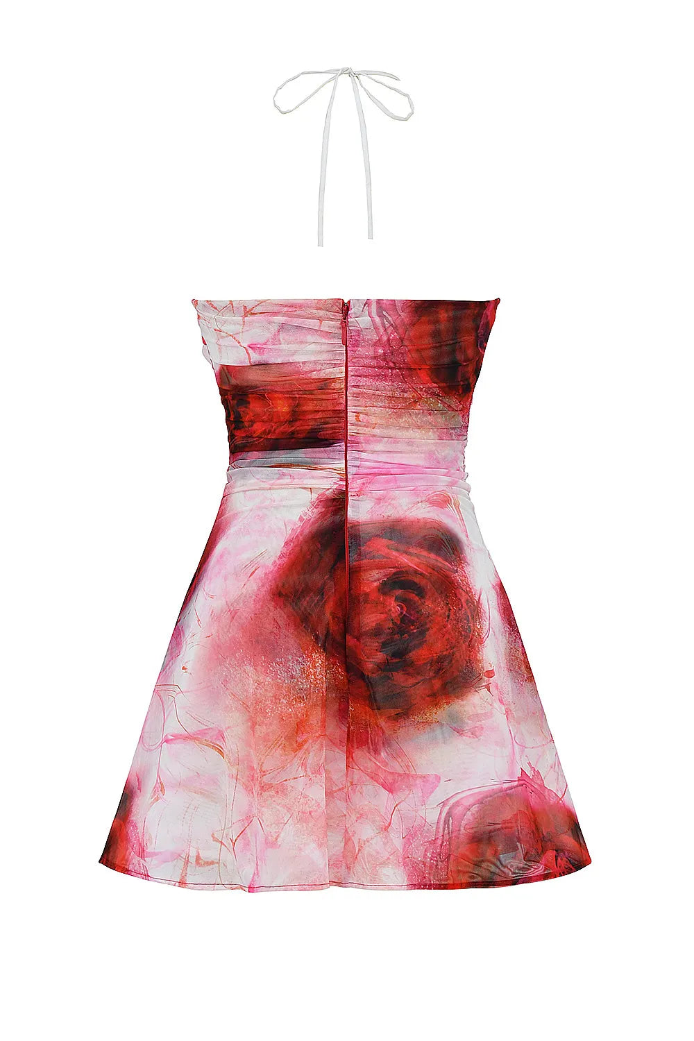 Mistress Rocks Rose Print Frill Halter Mini Dress - SALE