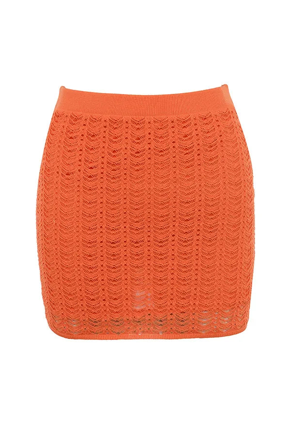 Mistress Rocks Tangerine Dainty Knit Mini Skirt - SALE