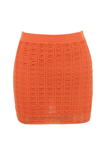 Mistress Rocks Tangerine Dainty Knit Mini Skirt - SALE