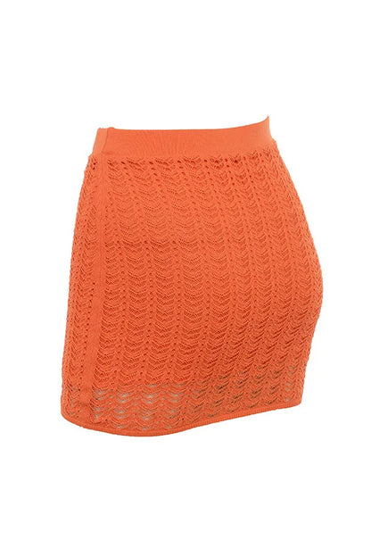 Mistress Rocks Tangerine Dainty Knit Mini Skirt - SALE
