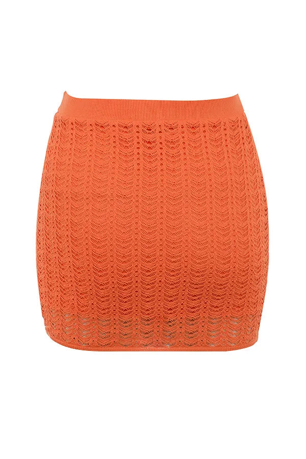 Mistress Rocks Tangerine Dainty Knit Mini Skirt - SALE