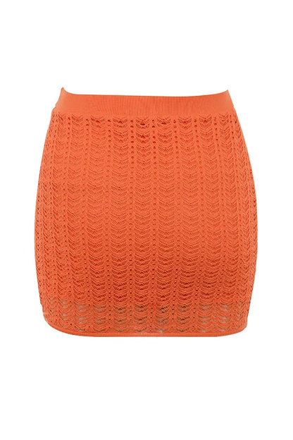Mistress Rocks Tangerine Dainty Knit Mini Skirt - SALE