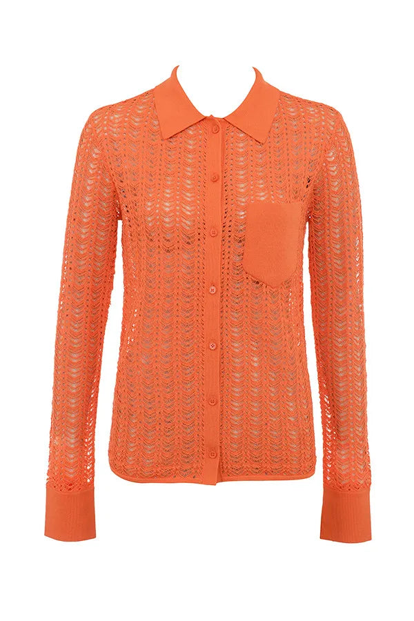 Mistress Rocks Tangerine Dainty Knit Relaxed Shirt - SALE