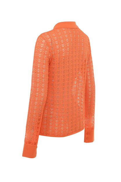 Mistress Rocks Tangerine Dainty Knit Relaxed Shirt - SALE