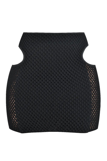Mistress Rocks Black Knit Cutout Mini Skirt - SALE