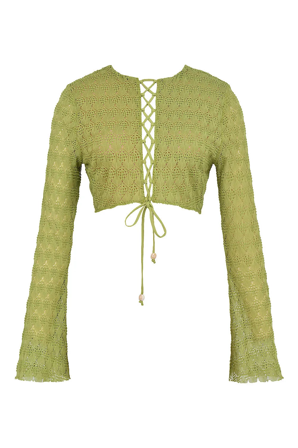 Mistress Rocks Lime Knit Lace Up Top - SALE