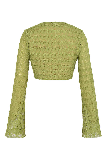 Mistress Rocks Lime Knit Lace Up Top - SALE