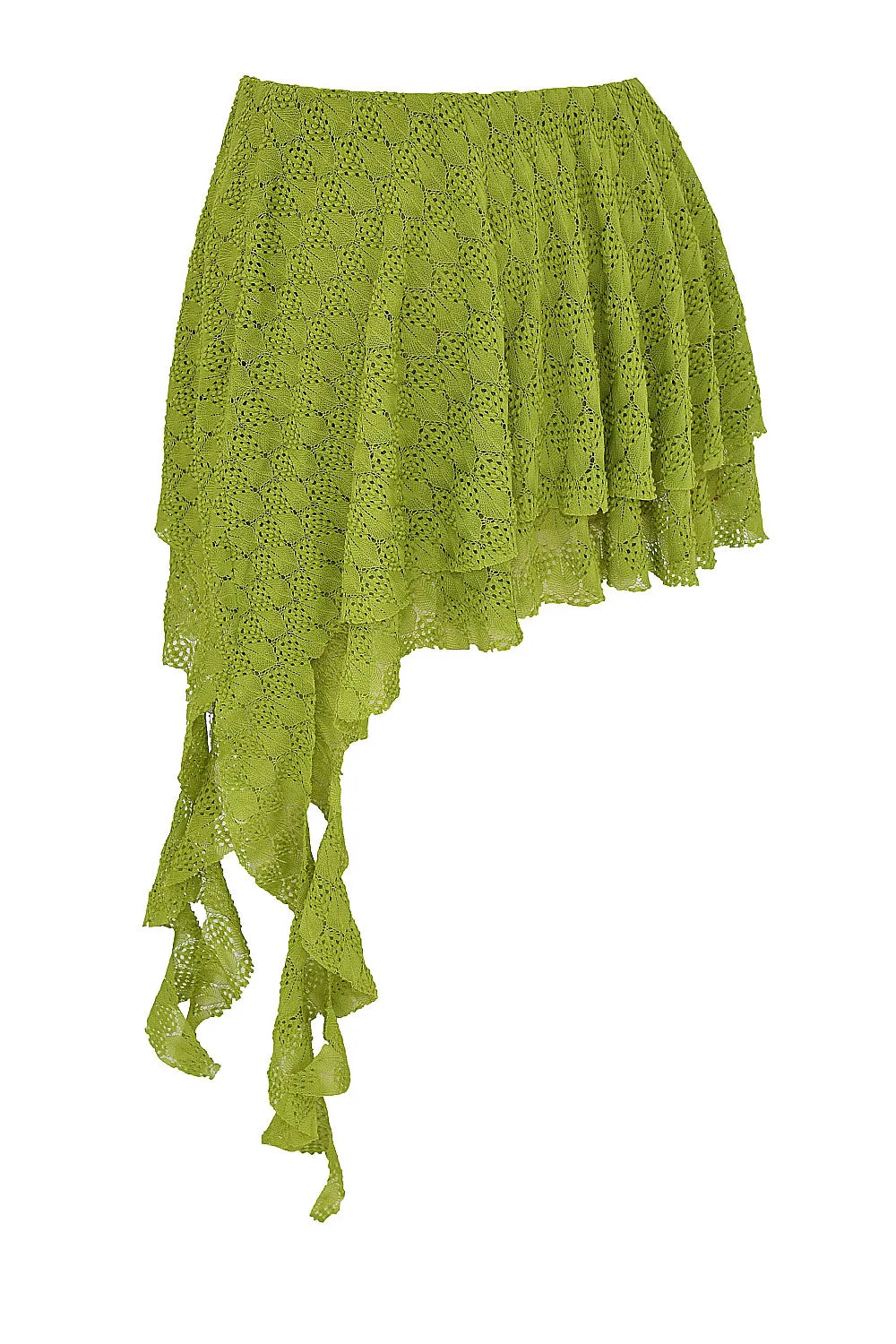Mistress Rocks Lime Knit Layered Mini Skirt - SALE
