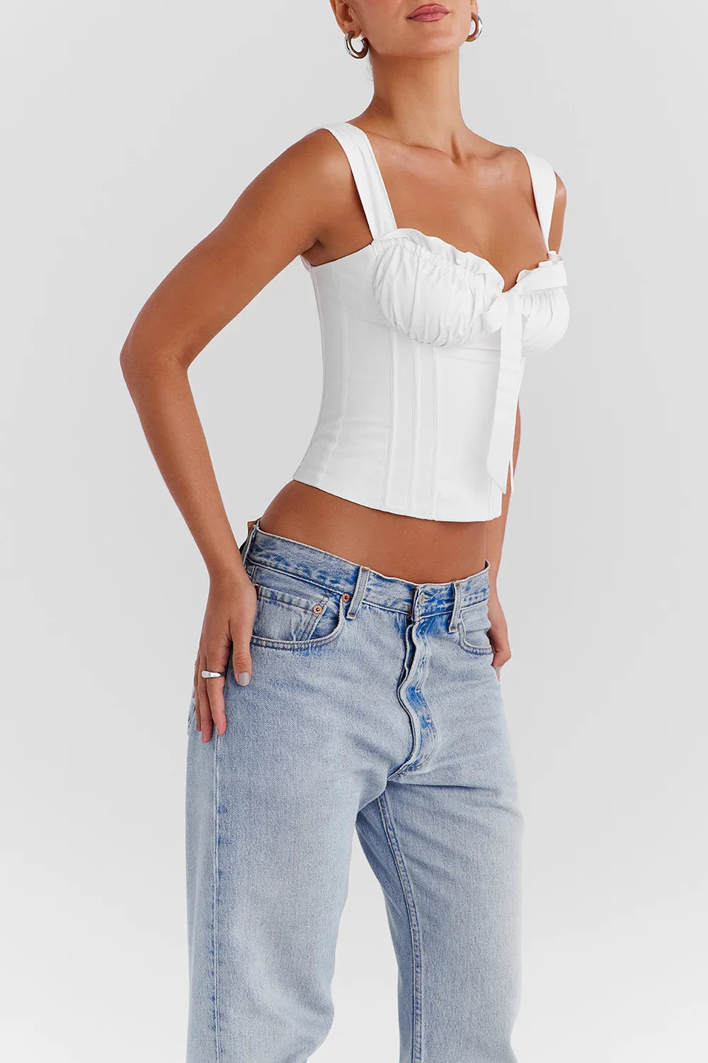 Mistress Rocks Cloud Cotton Tie Front Corset - SALE