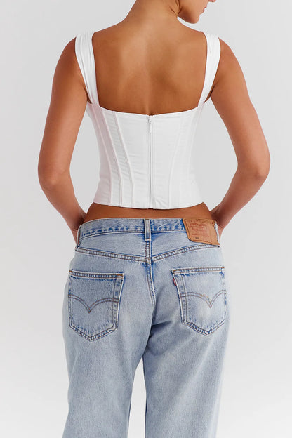 Mistress Rocks Cloud Cotton Tie Front Corset - SALE