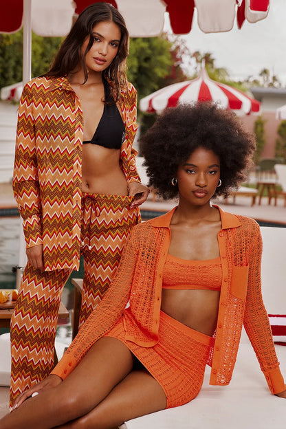 Mistress Rocks Tangerine Dainty Knit Relaxed Shirt - SALE